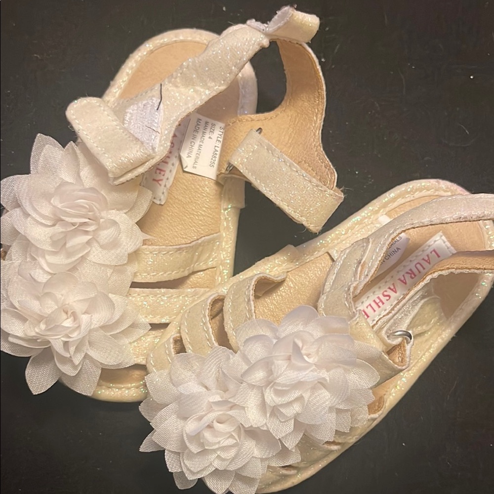 Laura Ashley Cream Floral Kids Sandals